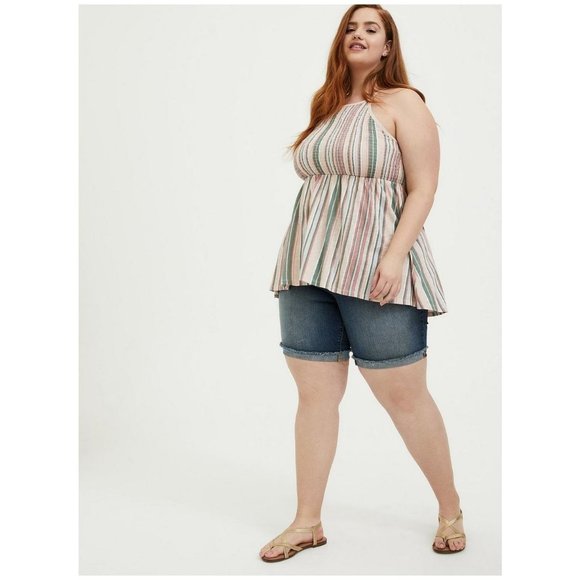 Torrid Super Soft Smocked High Neck Babydoll Top sz 5X Women's Plus - Picture 3 of 12